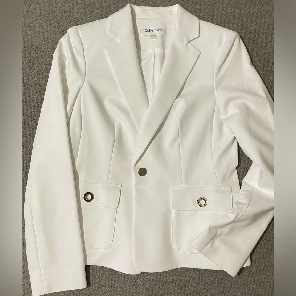 Calvin Klein White Pants Suit Jacket Size 4